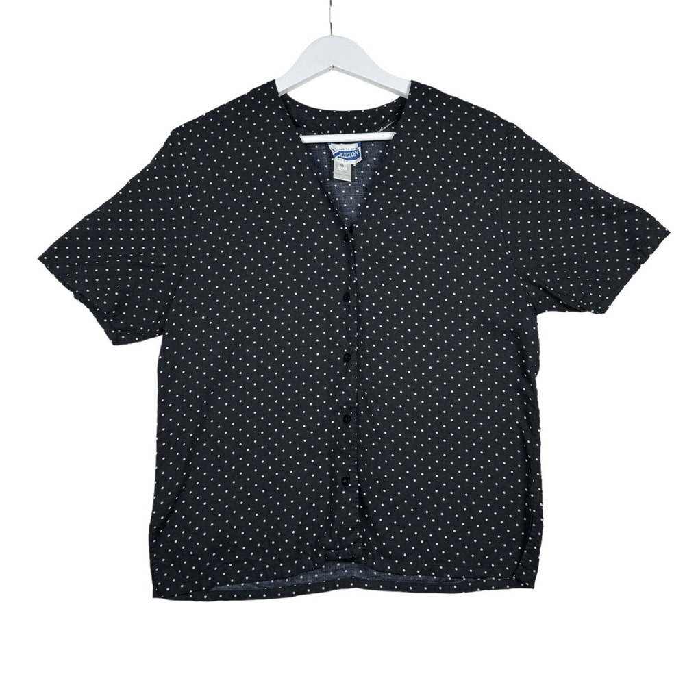 Pendleton Button Up Shirt Black Polka Dots - Women's 10 Petite